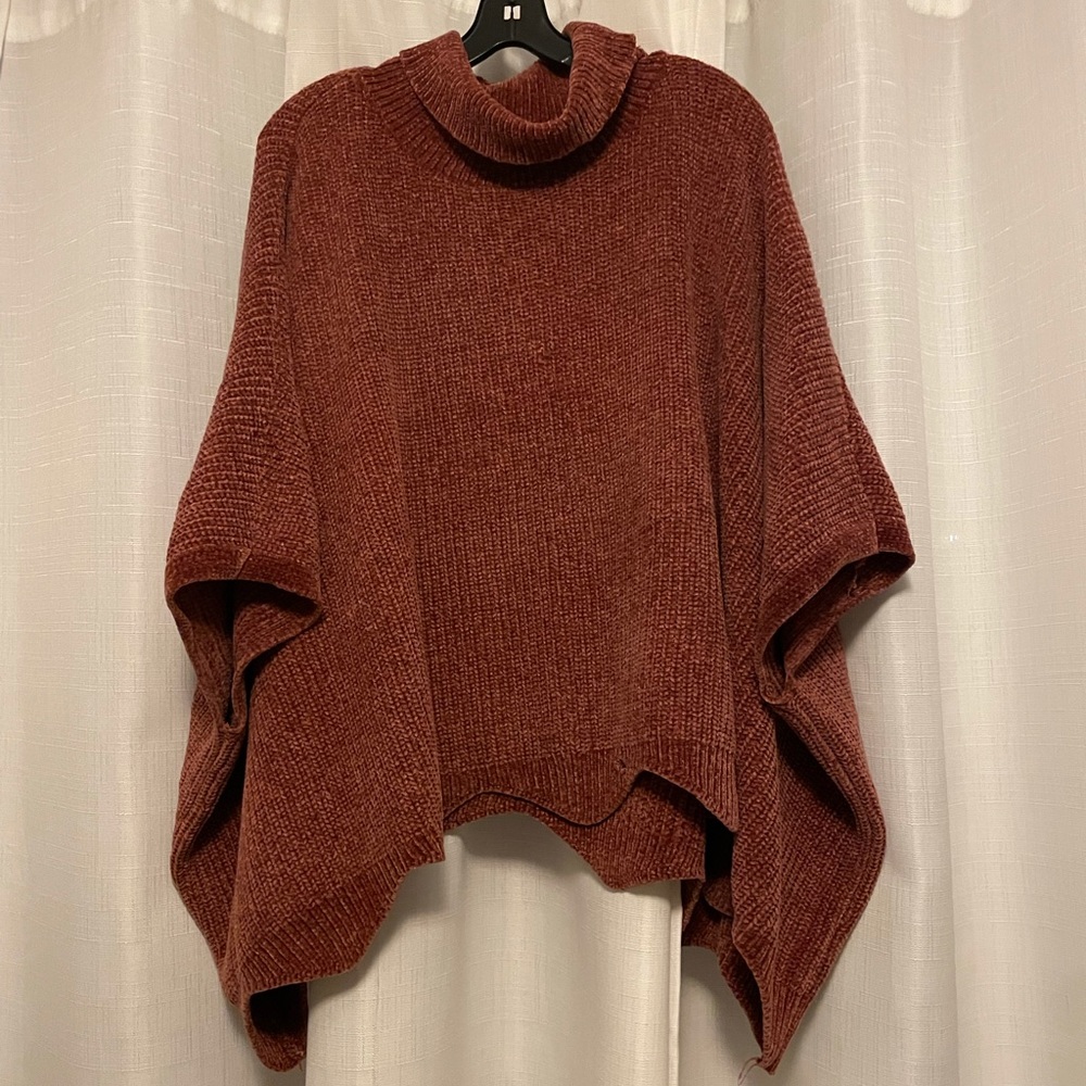 Velvet soft poncho-like sweater